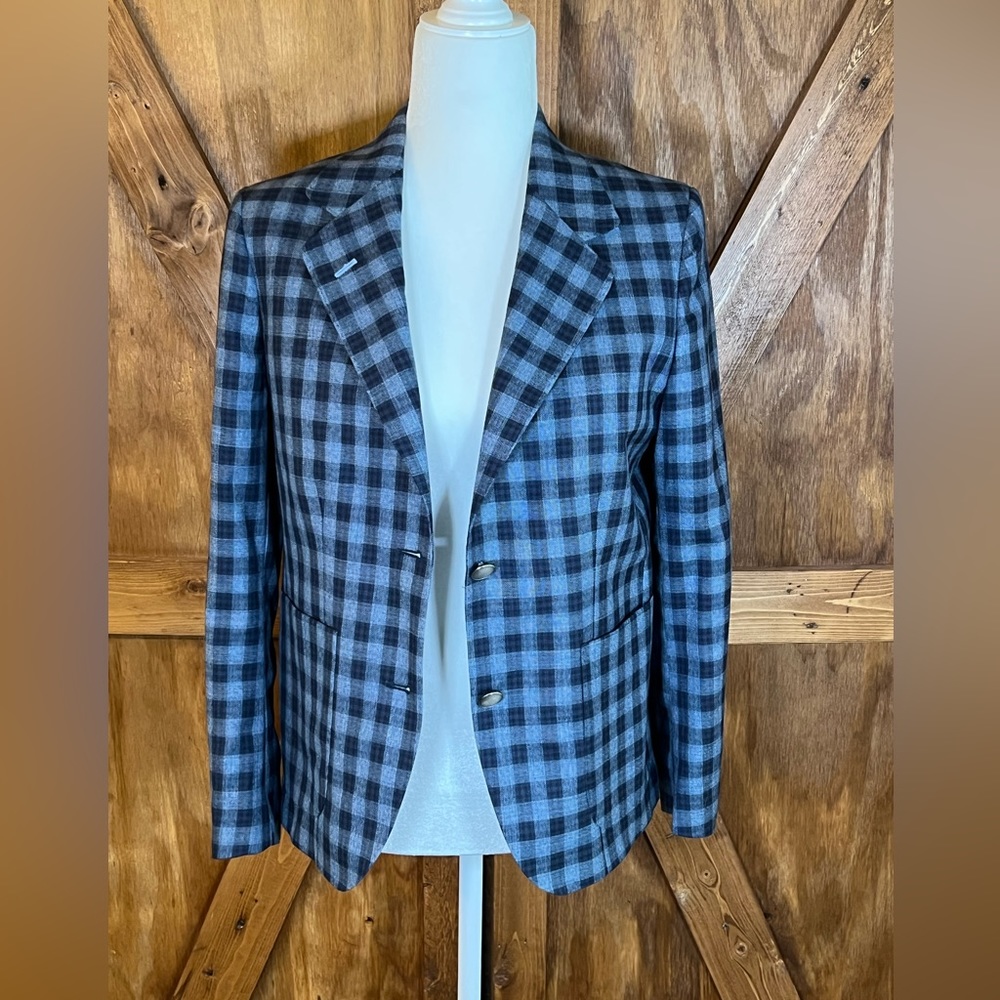 Blue Checked‎ Ladies Custom Tailored Blazer Approximately Ladies Size 4